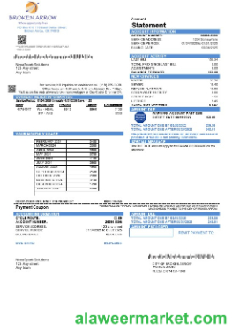 USA Oklahoma City of Broken Arrow business utility bill template in Word and PDF formats
